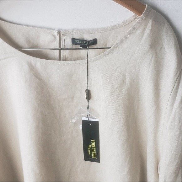 NEW! FOR CYNTHIA Linen Ruffle Sleeve Blouse 3X. - Picture 4 of 4